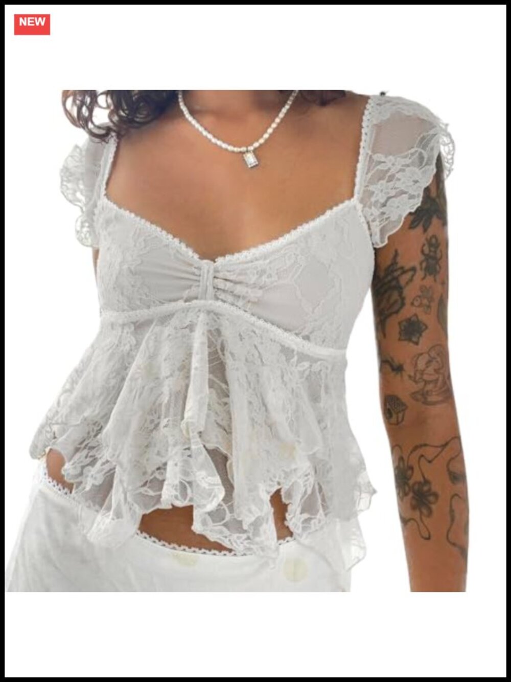 Lace Babydoll Crop Top Y2K Fairycore Sheer Floral Blouse